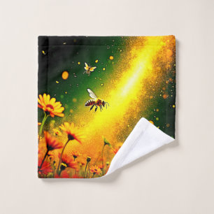 Bees' Golden Pollen Burst Joy Design Bath Towel Set