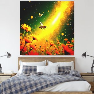 Bees' Golden Pollen Burst Joy Design Canvas Print