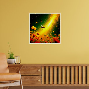 Bees' Golden Pollen Burst Joy Design Poster