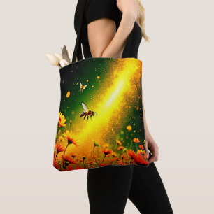 Bees' Golden Pollen Burst Joy Design Tote Bag