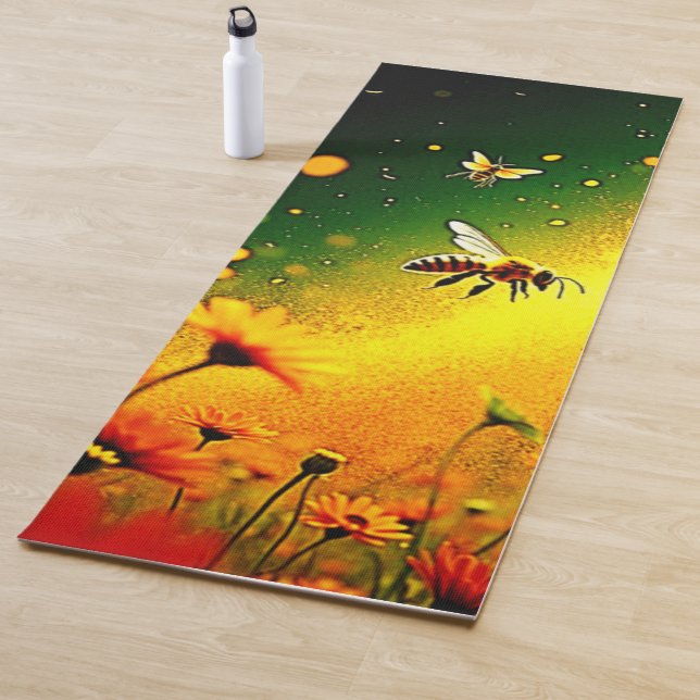Bees' Golden Pollen Burst Joy Design Yoga Mat (In Situ)