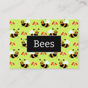 Bees Honeybee Red Flowers Pattern  Business Card