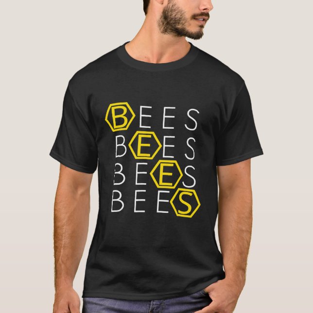 Bees Honeybees Hexagon Cell Honey Bee  Tee (Front)
