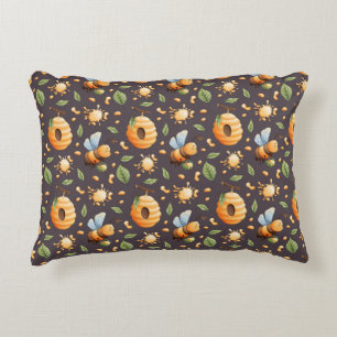 Bees, Honeycombs, Leaves, and Honeydrops Decorative Cushion
