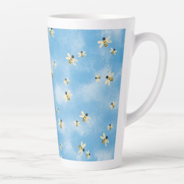 Bees in a blue sky latte mug (Right)