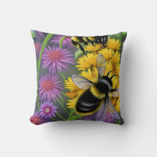 Bees in a Flower Meadow Cushion