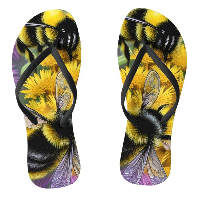 Bees in a Flower Meadow   Flip Flops (Footbed)