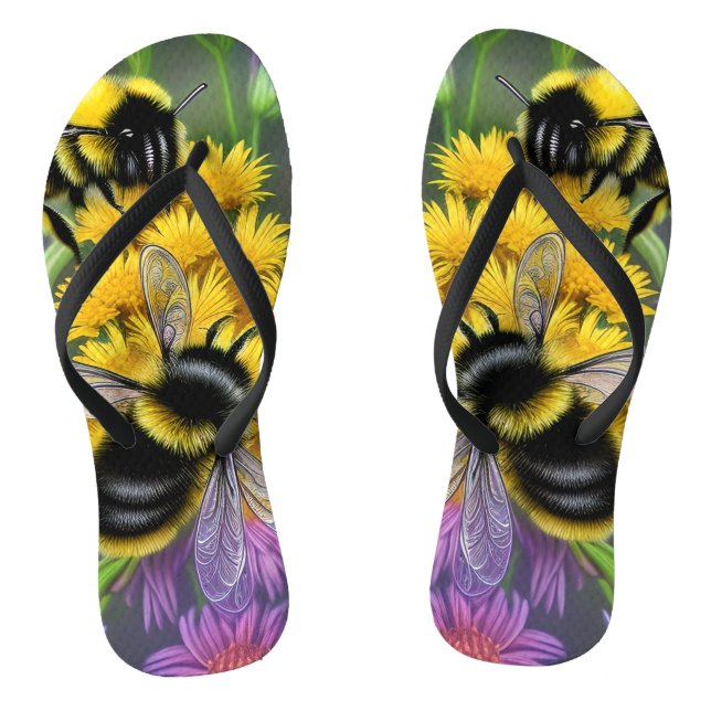 Bees in a Flower Meadow   Flip Flops (Footbed)