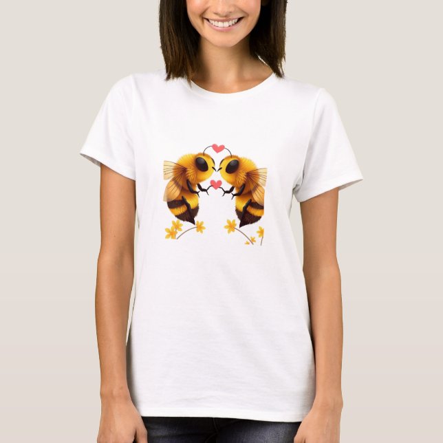 BEES IN LOVE-Womens Basic T-Shirt (Front)