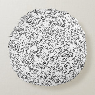 Bees in the garden round cushion