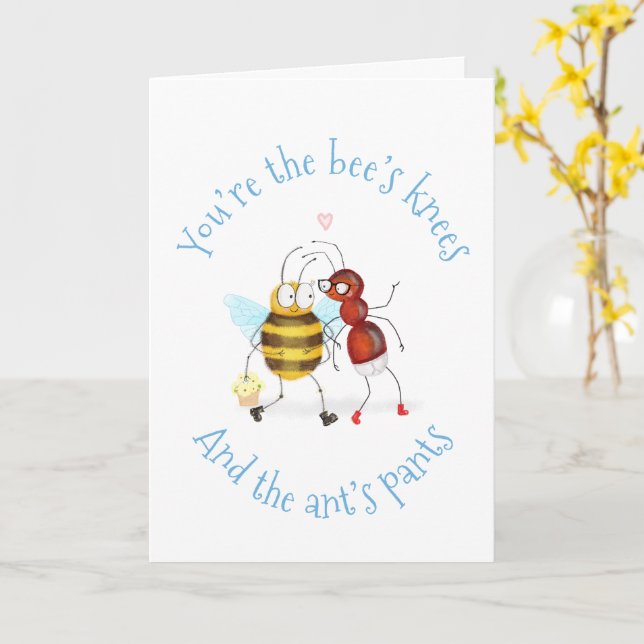Bee's knees and ant's pants Valentine's card (Yellow Flower)