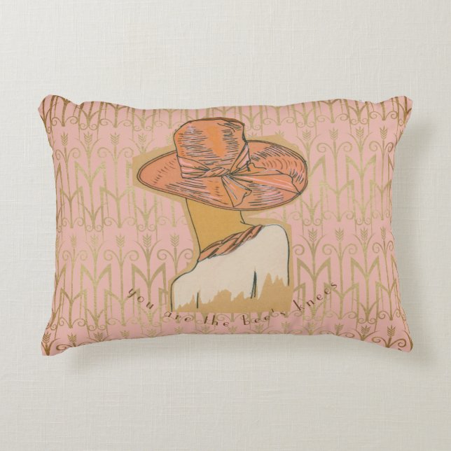 Bee's Knees Art Deco Pink  Champagne Decorative Cushion (Front)