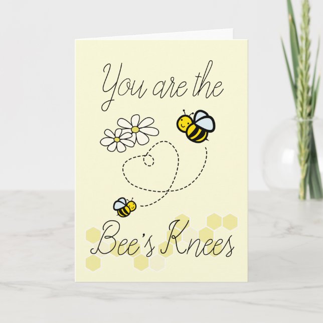 Bee's Knees Cute Bumble Bees Valentine's Day Card (Front)
