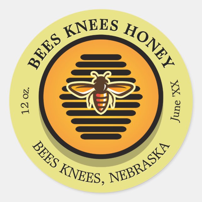 Bees Knees Goldenrod Honey Jar Labels (Front)
