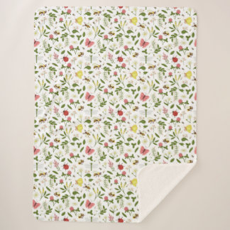 Bees Ladybugs and Butterflies Sherpa Blanket
