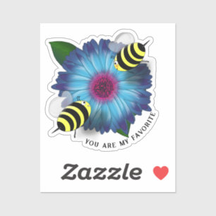 Bee's Lunch Date on Blue Flower