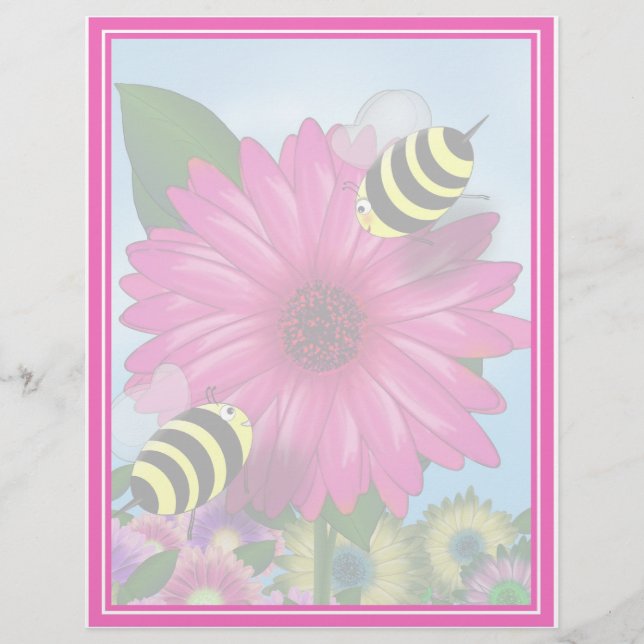 Bee's Lunch Date on Pink Flower (Front)