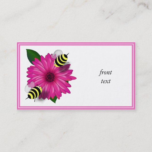 Bee's Lunch Date on Pink Flower Business Card (Front)
