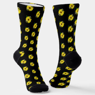 Bee's Lunch Date on Yellow Flower Socks