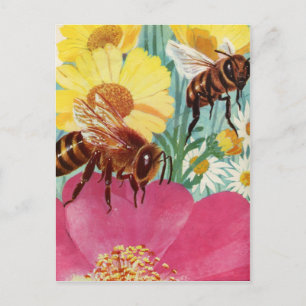 bees make honey postcard