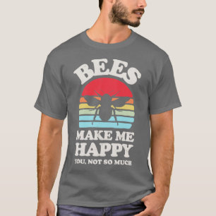 Bees Make Me Happy Sunset Retro  for Men Women Boy T-Shirt