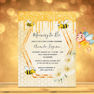 Bees Mummy to bee glitter baby shower invitation Postcard