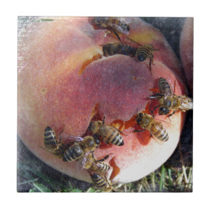 Bees on a Peach Tile