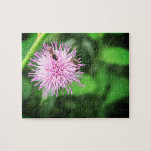 Bees on a Thistle Relaxing Self-Care Jigsaw Puzzle