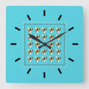 Bees on Blue Acrylic Wall Clock