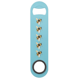 Bees on Blue Speed Stainless Steel Bottle Opener