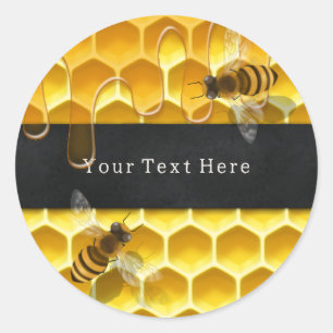 Bees on Dripping Honeycomb Custom Hive Product Classic Round Sticker