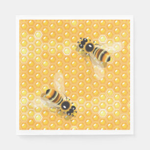 Bees On Honeycombs Paper Napkins
