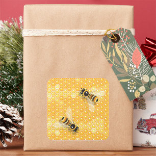 Bees On Honeycombs Square Sticker