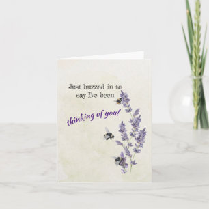 Bees on Lavender Flowers Thinking of You Note Card
