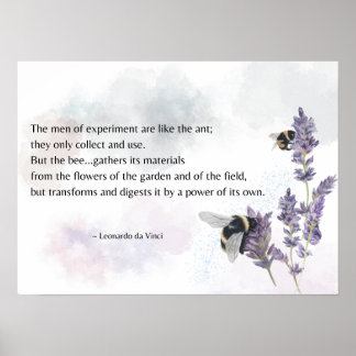 Bees on Lavender with Da Vinci Quote Print