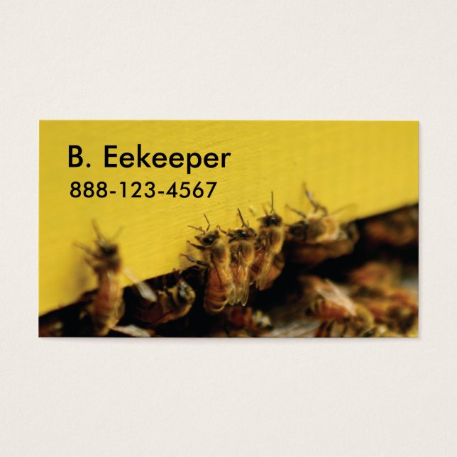 bees on yellow hive (Front)