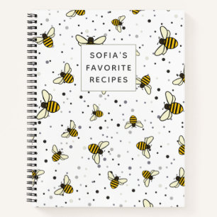Bees Pattern Blank own Cookbook Recipe To Write In Notebook