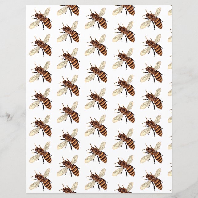 Bees pattern scrapbook paper (Front)
