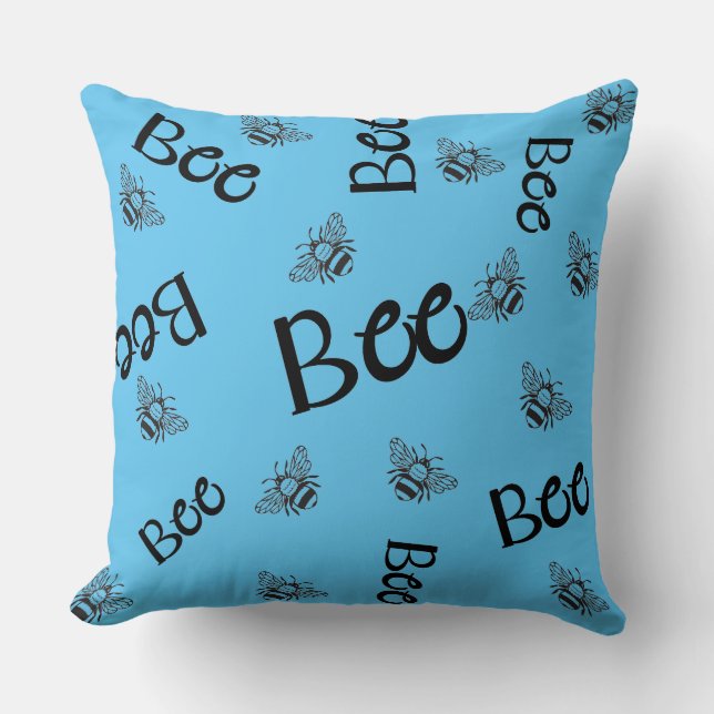 bees patterns flying all over cushion (Front)
