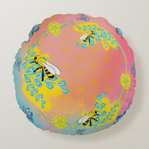 bees round cushion