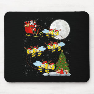 Bees Santa Sleigh Flying Funny Magical Christmas T Mouse Mat