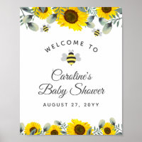 Bees Sunflowers Eucalyptus Baby Shower Welcome