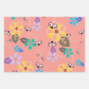 Bees themed graphic  wrapping paper sheet