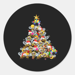 Bees Tree Christmas Sweater Xmas Gifts For Bees Lo Classic Round Sticker