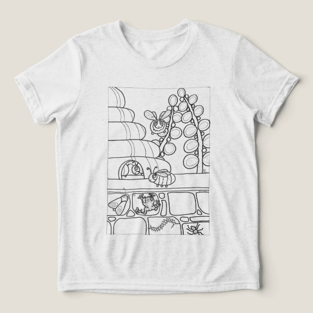 Bees with a hive to colour Tri-Blend shirt (Design Front)