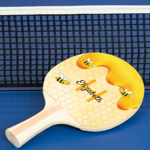 Bees Yellow dripping honey honeycomb name Ping Pong Paddle
