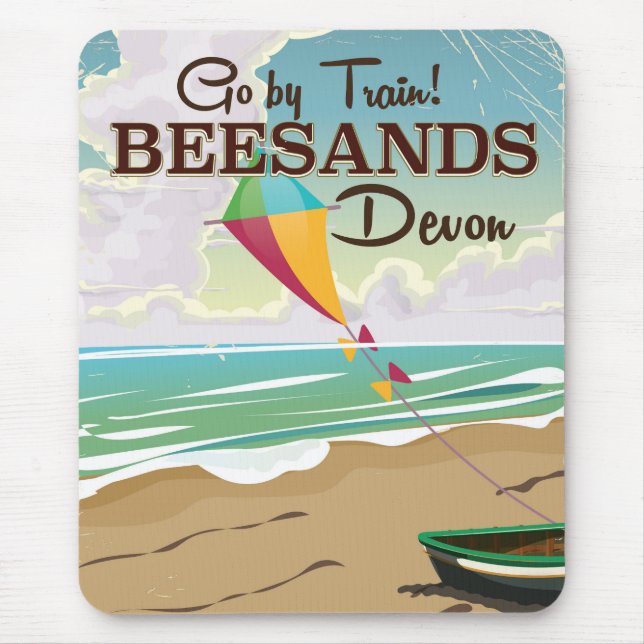 Beesands Beach Devon vintage travel poster Mouse Mat (Front)