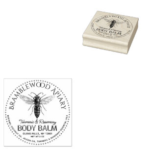 Beeswax Body Balm with Vintage Queen Honeybee    Rubber Stamp