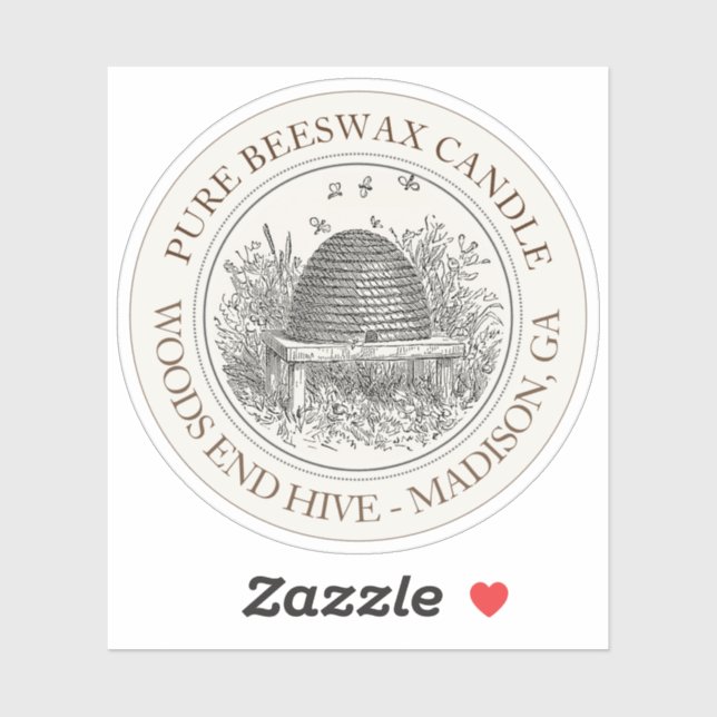 Beeswax Candle Label with Skep (Sheet)