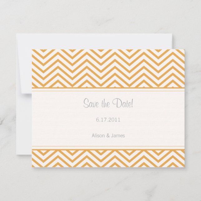 Beeswax Chevron Print Save the Date Annoucement (Front)